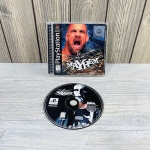 WCW Mayhem Sony PlayStation 1 PS1 Complete w/ Manual Black Label Tested